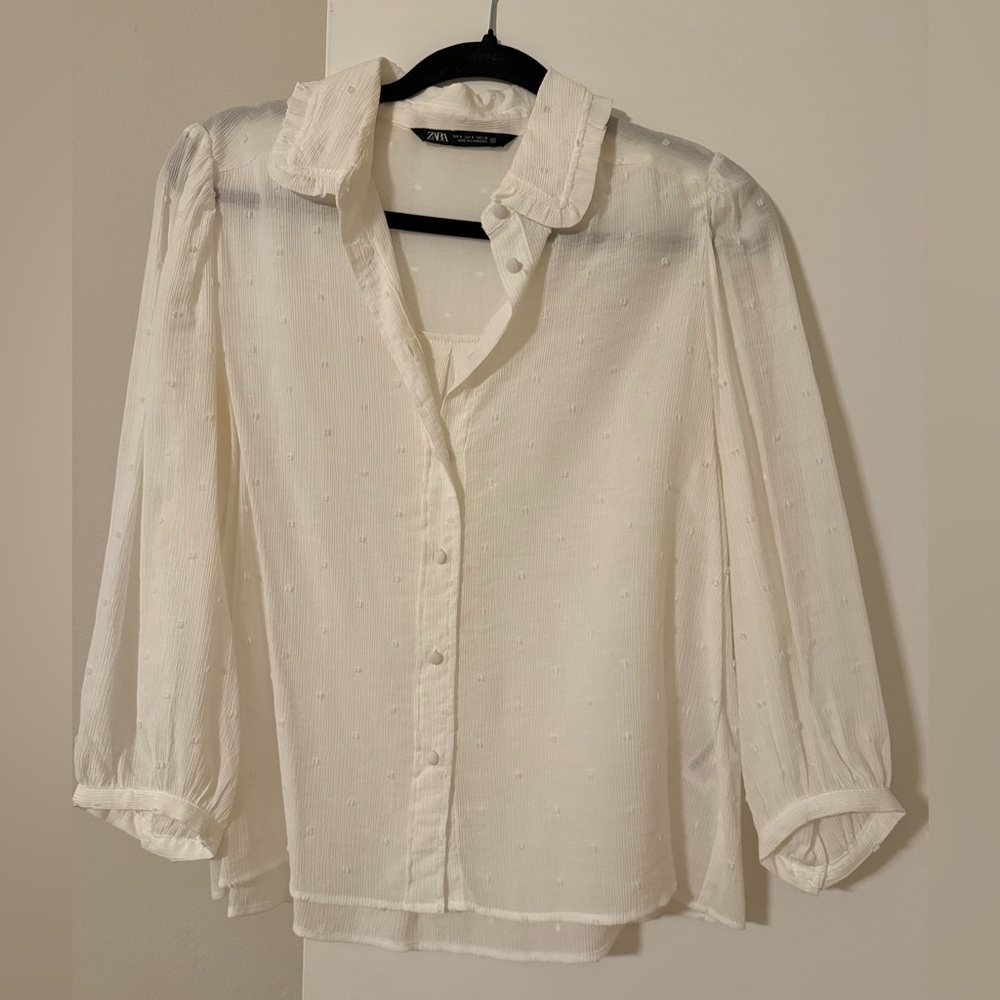 Zara Cream Textured Blouse